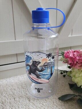 NWOT Nalgene Narrow Mouth 32 Oz Water Bottle | Carlsbad | Bear Surfing | Clear